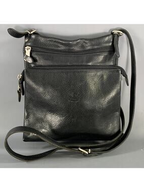 IL BISONTE Black Cowhide Leather Cross Body Handbag & Leather Goods